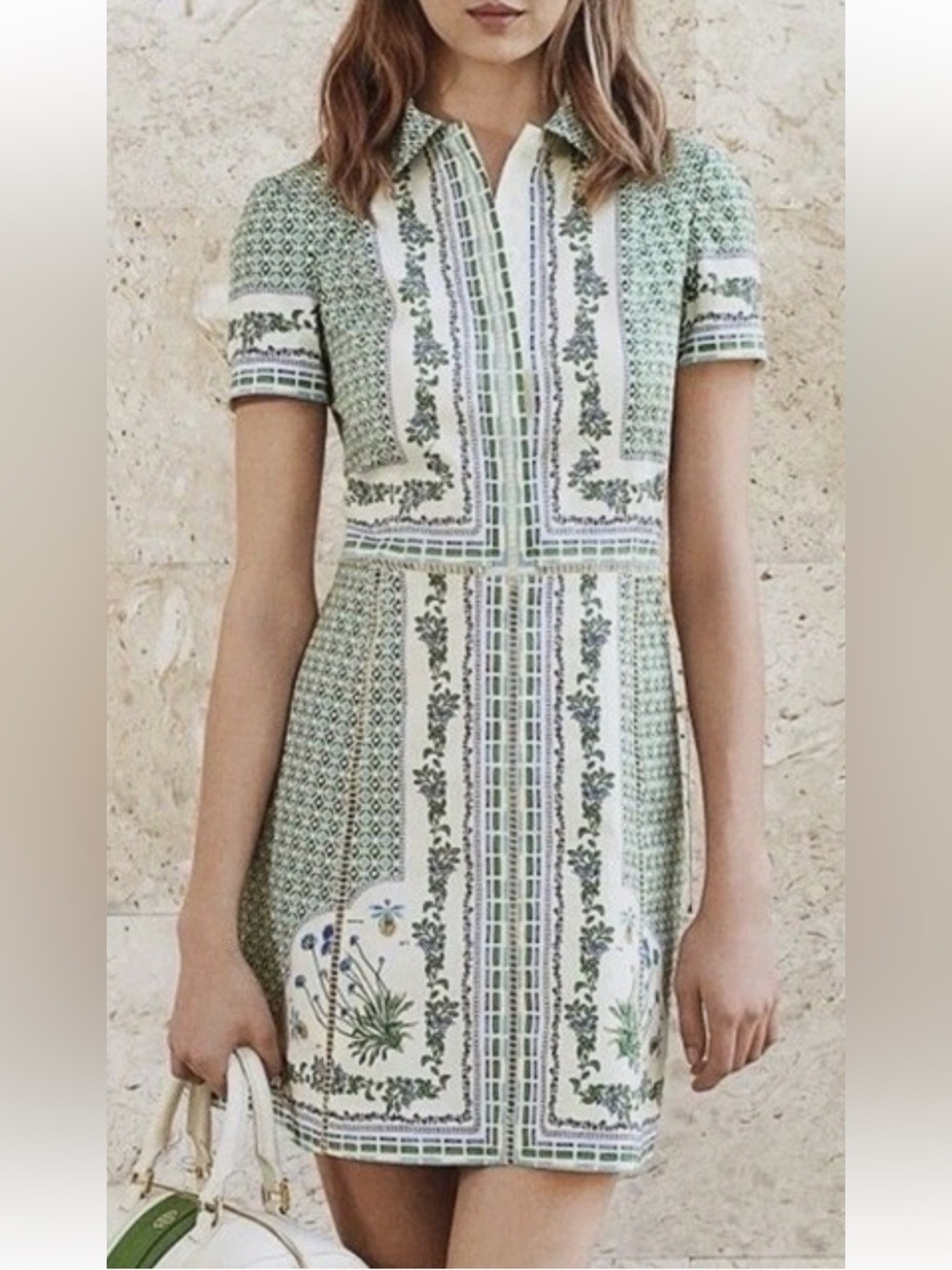 TORY BURCH TALIA BOTANICAL SHIRTDRESS,FLORAL GREEN~RARE SIZE 6